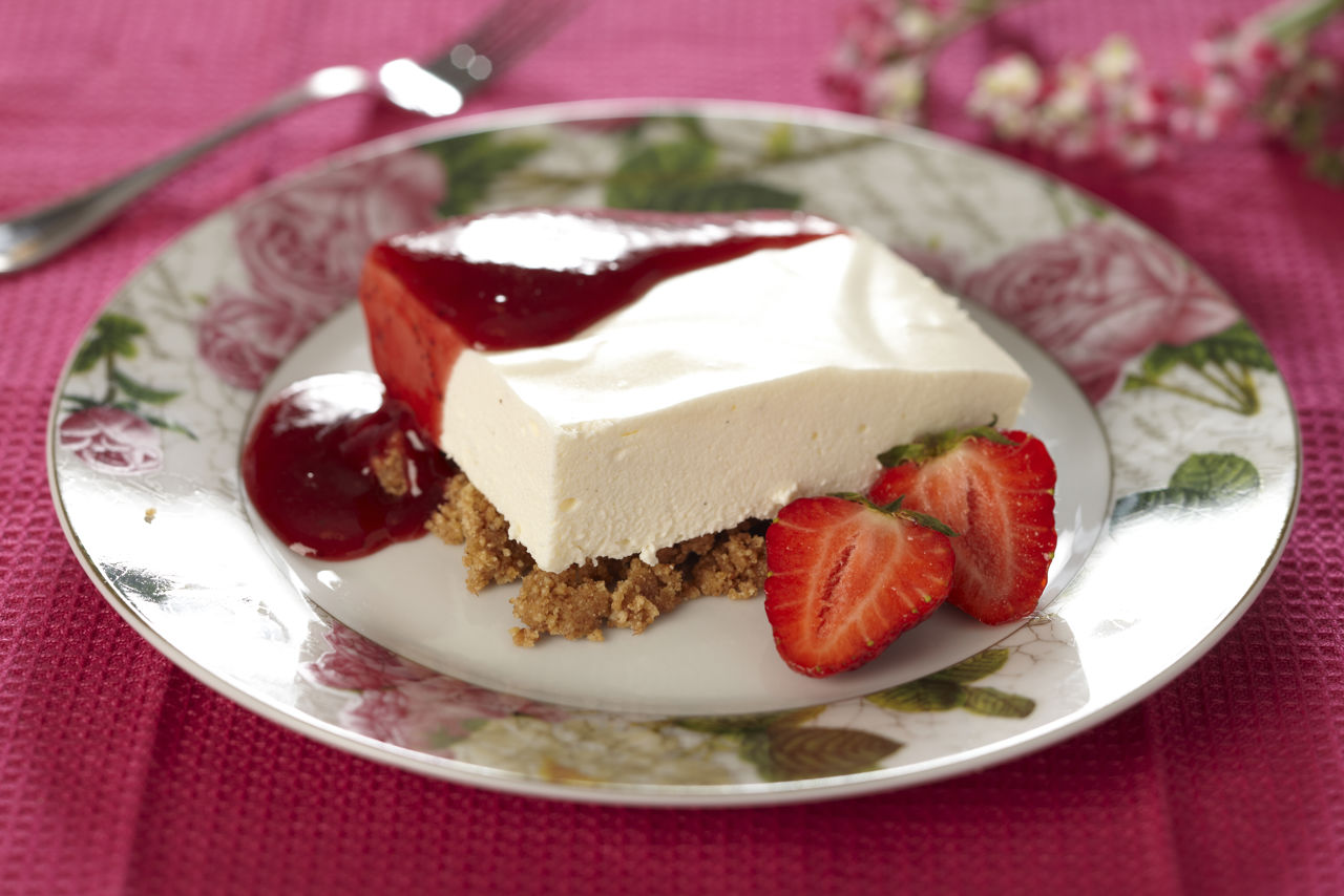 Cheesecake med jordbærkompot